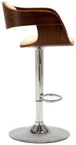 Bancos de bar 2 pcs madeira curvada e couro artificial creme