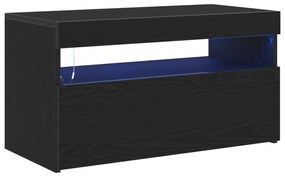 Armários de TV com luzes de LED 2 pcs Carvalho preto 75x35x40 cm Madei