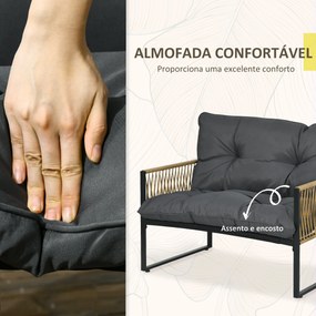 Conjunto de Jardim 4 Peças em Vime Sintético – Milano Grafite – Cinza