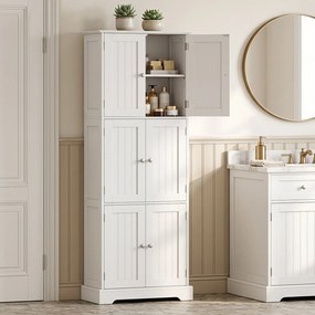 Armário de Arrumação Alto, 60 x 30 x 160 cm, Prateleiras Reguláveis, Branco