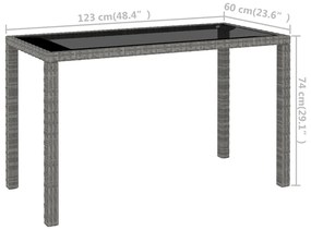 Conjunto jantar p/ exterior com almofadões 6 pcs vime cinzento