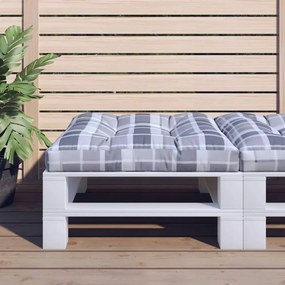 vidaXL Almofadão p/ sofá de paletes 70x70x12 cm tecido xadrez cinzento