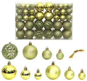 vidaXL Enfeites de Natal 100 pcs 3 / 4 / 6 cm verde-claro