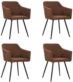 vidaXL Cadeiras de jantar 4 pcs tecido castanho