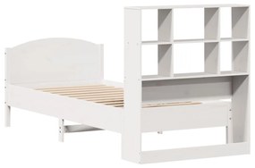 Cama com estante sem colchão 75x190 cm pinho maciço branco