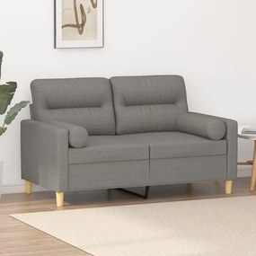 vidaXL Sofá 2 lugares + almofadas/almofadões 120cm tecido cinza-escuro