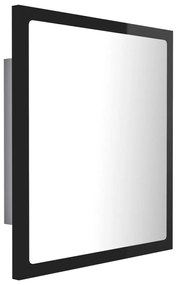 Espelho casa banho c/ LED 40x8,5x37 cm acrílico preto brilhante