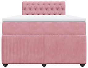 Cama boxspring com colchão 120x190 cm veludo rosa