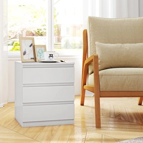 Móvel com 3 Gavetas 45x40x52,8 cm com Fecho Suave para Quarto Escritório Estilo Moderno 45x40x52,8 cm Branco