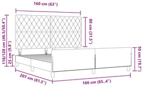 Cama vidaXL Azul Escuro 160x200 cm Veludo