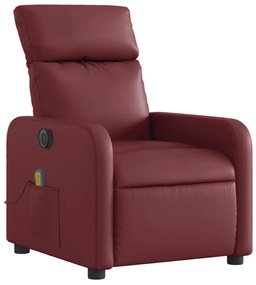 Poltrona massagens reclin. elétrica couro artif. vermelho-tinto