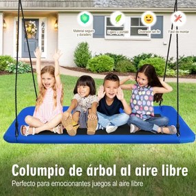 Baloiço de corda ajustável para crianças Estrutura de aço impermeável Interior e jardim 150 x 80 cm Azul