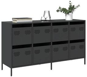 vidaXL Aparador 135x39x73,5 cm aço laminado a frio preto