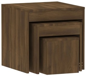 Mesas de encastrar 3 pcs derivados de madeira carvalho castanho