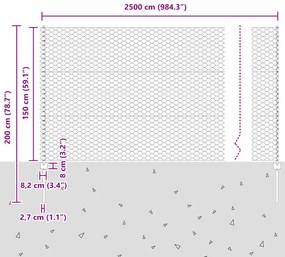 Conjunto de Cerca Conjunto de 2 Verde Metal 25 x 1,5 m