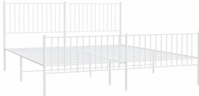 Estrutura de cama com cabeceira e pés 193x203 cm metal branco