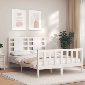 3192797 vidaXL Estrutura de cama com cabeceira 140x190cm madeira maciça branco
