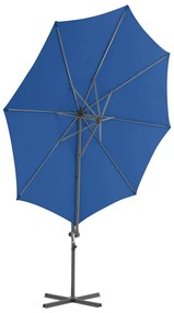 Guarda-sol jardim cantilever com poste de aço 300 cm azul ciano