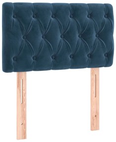 Cama box spring c/ colchão/LED 80x200 cm veludo azul-escuro