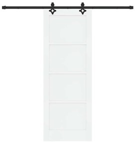 Porta Deslizante com Conjunto de Ferragens "ORKDAL" Branca Madeira Sól