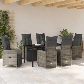 Conjunto de Jantar de Jardim 7 Peças com Almofadas em Ratan Sintético