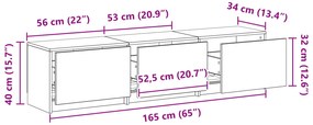 Gabinete de TV com LED Madeira Velha 162,5x34x40 cm Madeira Estruturad