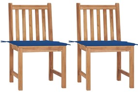 vidaXL Cadeiras de jardim c/ almofadões 2 pcs madeira de teca maciça