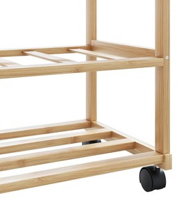 Cabide com prateleiras e rodas 100x38x175,5 cm bambu