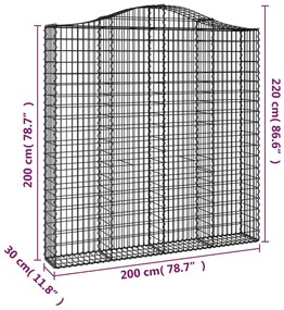 Cestos gabião arqueados 2pcs 200x30x200/220cm ferro galvanizado