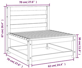3 pcs conjunto lounge de jardim pinho maciço castanho mel