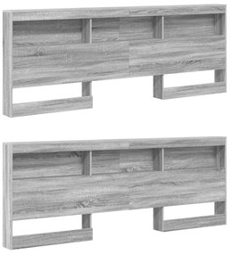 Cama com Estante Cinza Sonoma 180x200 cm Madeira Reconstituída