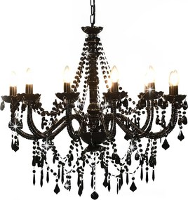 281609 vidaXL Lustre com contas lâmpadas 12 x E14 preto