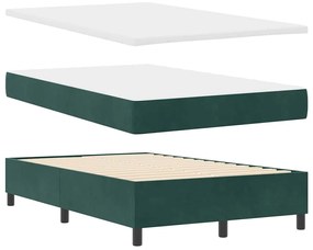 Cama Box Spring com Colchão &amp; Banco Verde Escuro 120x200 cm Veludo