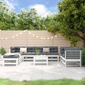 9 pcs conjunto lounge de jardim pinho maciço branco