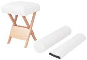 Banco massagens dobrável assento 12 cm espess. + 2 rolos branco