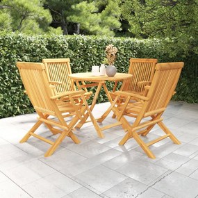 vidaXL 5 pcs conjunto de jantar para jardim madeira de teca maciça