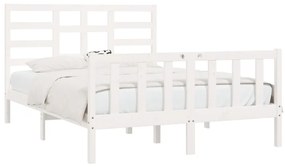 Cama sem colchão 140x200 cm madeira de pinho maciça branco