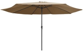 Guarda-sol de jardim c/ poste metal 390 cm cinzento-acastanhado
