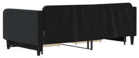 Sofá-cama com gavetão e gavetas 100x200 cm veludo preto