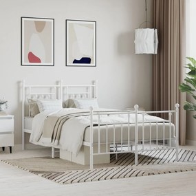 vidaXL Estrutura de cama com cabeceira e pés 120x200 cm metal branco