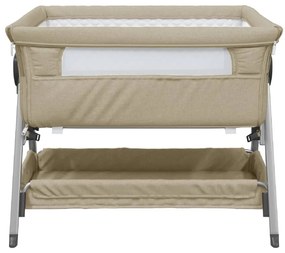 Cama de bebé com colchão tecido de linho cinza-acastanhado