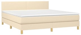 Cama box spring c/ colchão e LED 160x200 cm tecido cor creme