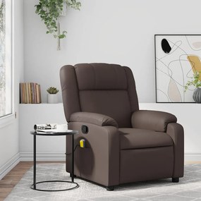 vidaXL Poltrona de massagens reclinável couro artificial castanho