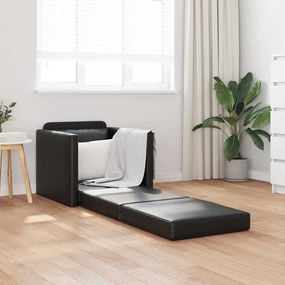 Sofá-Cama de Piso 2-em-1 Preto 74x77x81 cm Couro Sintético