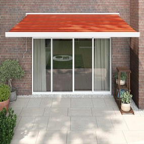 vidaXL Toldo retrátil 3x2,5 m tecido e alumínio laranja e castanho