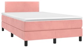 Cama box spring c/ colchão luzes e LED 120x190 cm veludo rosa