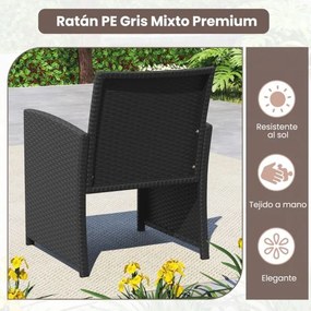 Conjunto de jardim em rattan com 4 peças: sofás de 2 lugares, mesa de vidro temperado e almofadas para exterior, varanda ou piscina, Preto+Preto