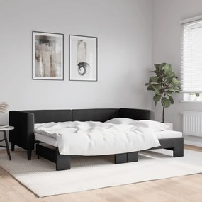 vidaXL Sofá-cama com gavetão 90x200 cm tecido preto