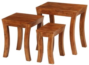 Mesas encastrar 3 pcs madeira acácia maciça 50x35x50cm castanho