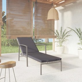 vidaXL Espreguiçadeira de jardim com almofadão vime PE cinzento